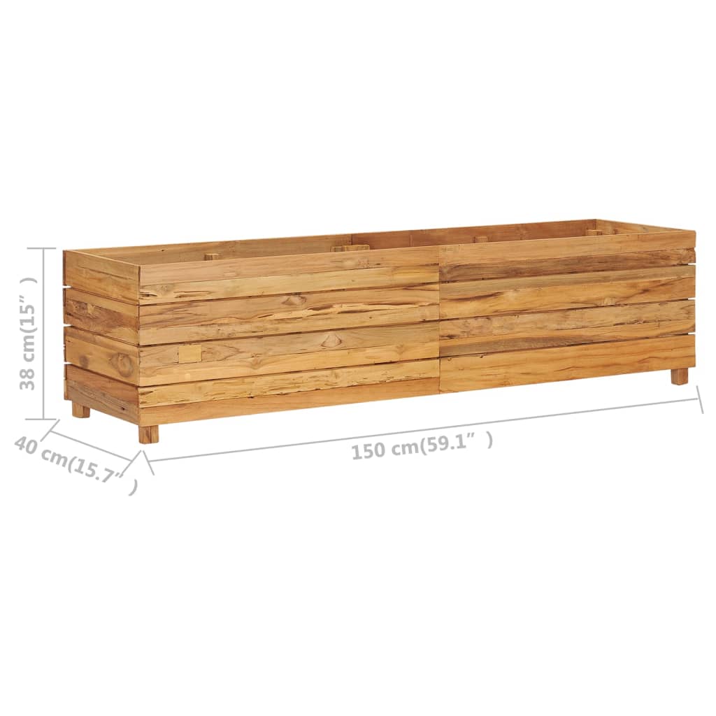 Plantenbak Verhoogd 150X40X38 Cm Gerecycled Teakhout En Staal