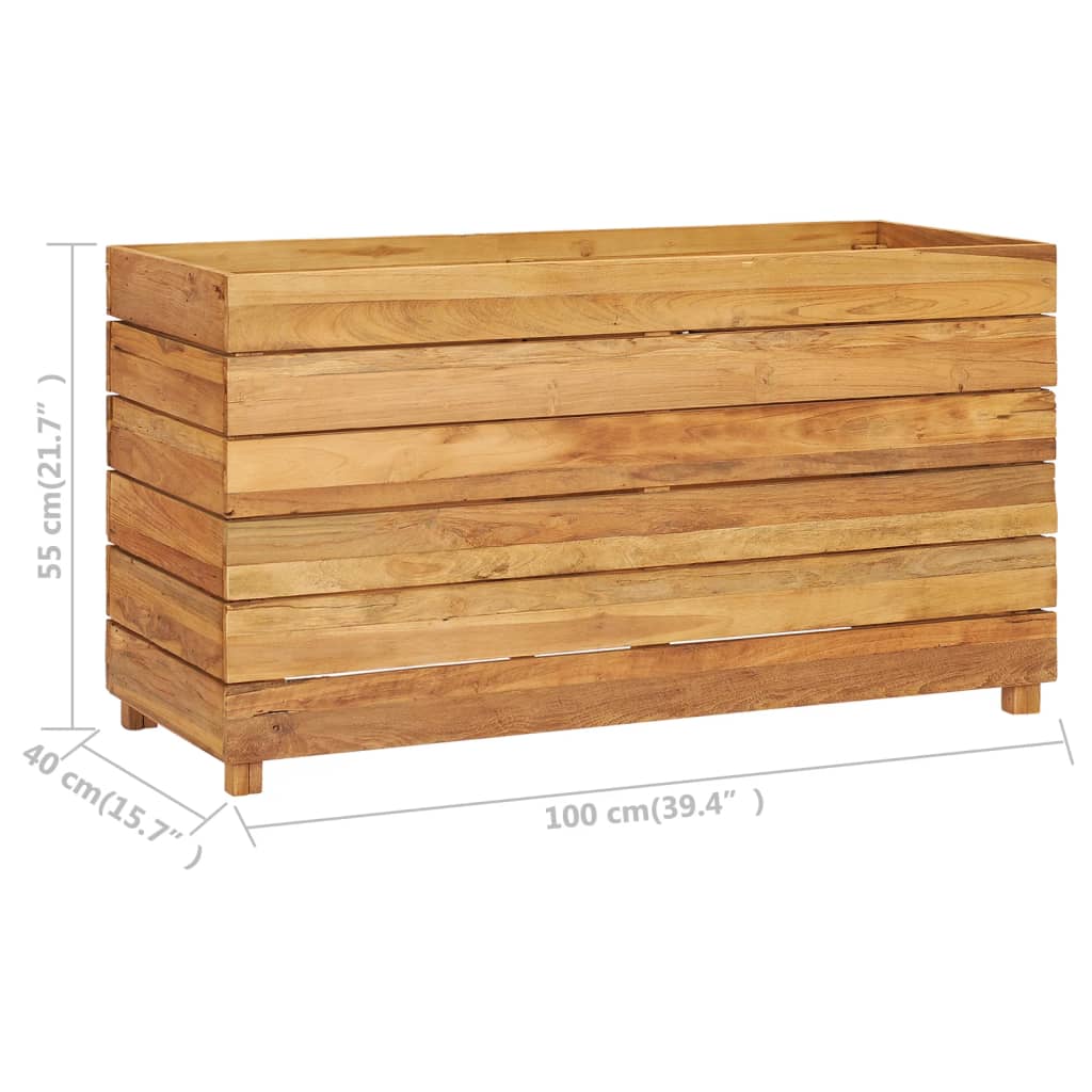 Plantenbak Verhoogd 100X40X55 Cm Gerecycled Teakhout En Staal