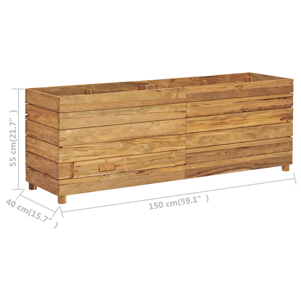 Plantenbak Verhoogd 150X40X55 Cm Gerecycled Teakhout En Staal