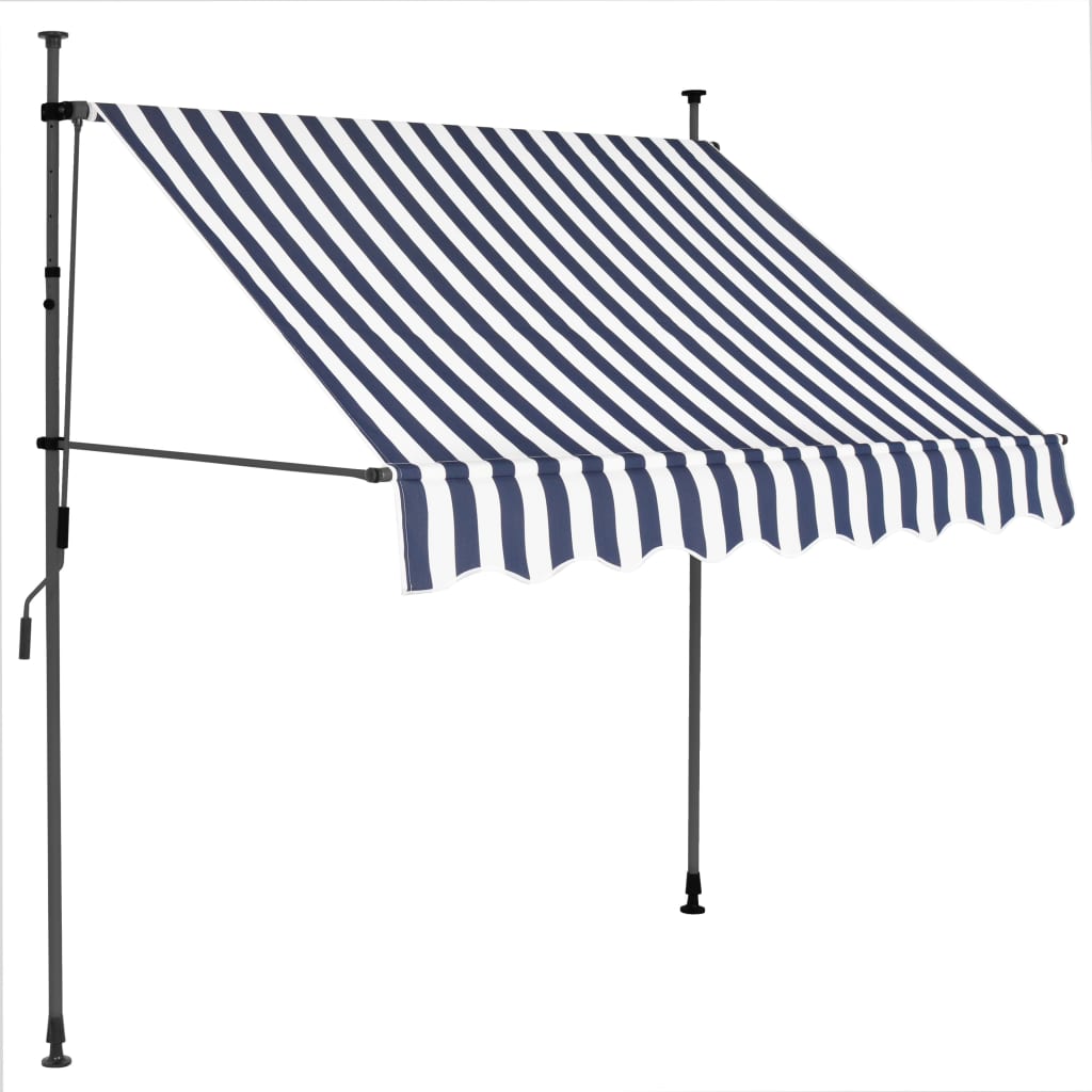 Luifel Handmatig Uittrekbaar Met Led 100 Cm Blauw En Wit