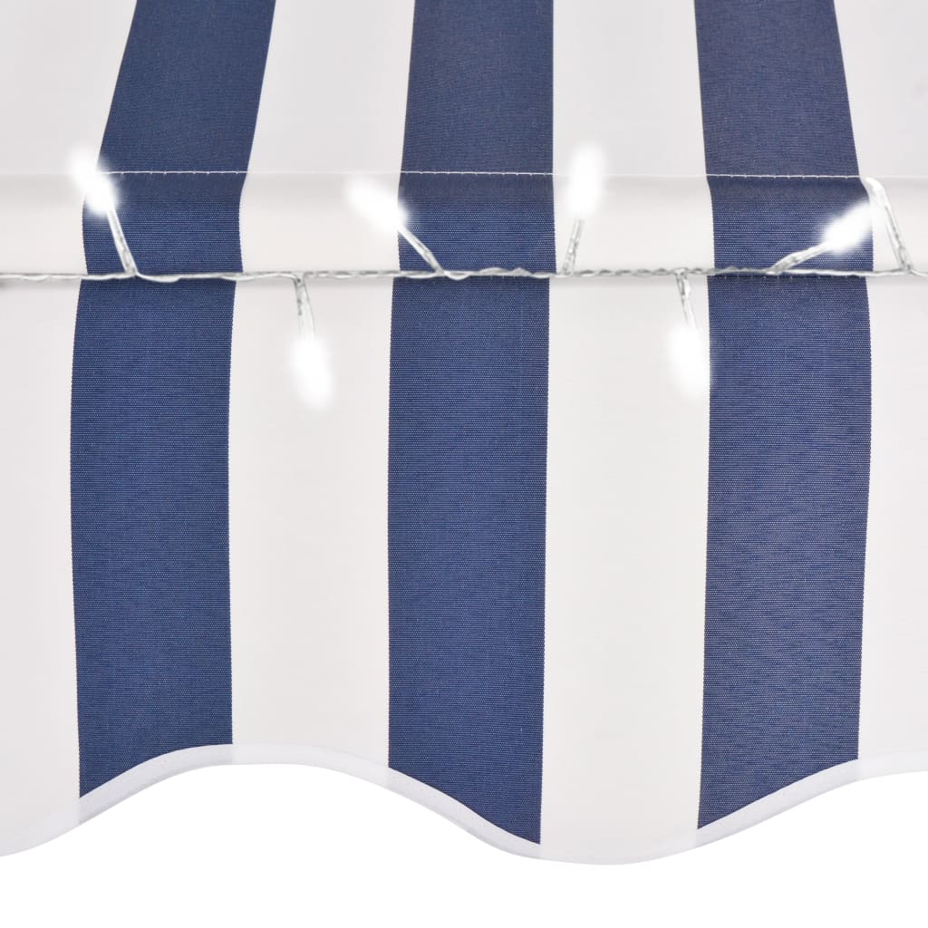 Luifel Handmatig Uittrekbaar Met Led 100 Cm Blauw En Wit