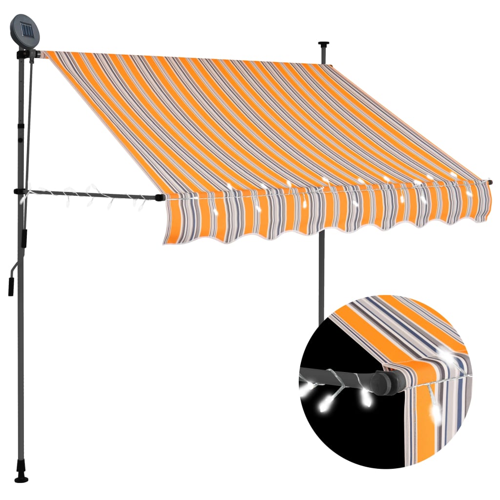 Luifel Handmatig Uittrekbaar Met Led 100 Cm Geel En Blauw