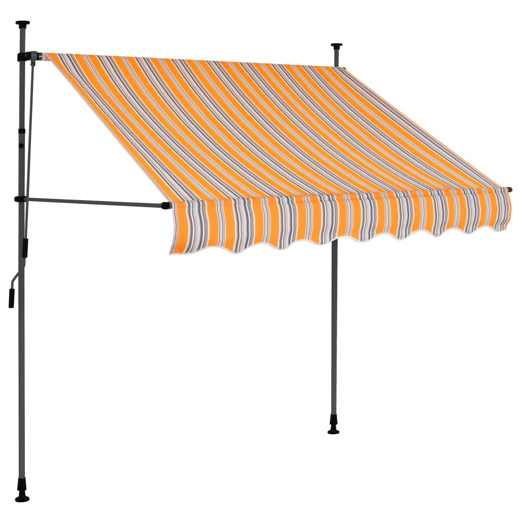 Luifel Handmatig Uittrekbaar Met Led 100 Cm Geel En Blauw