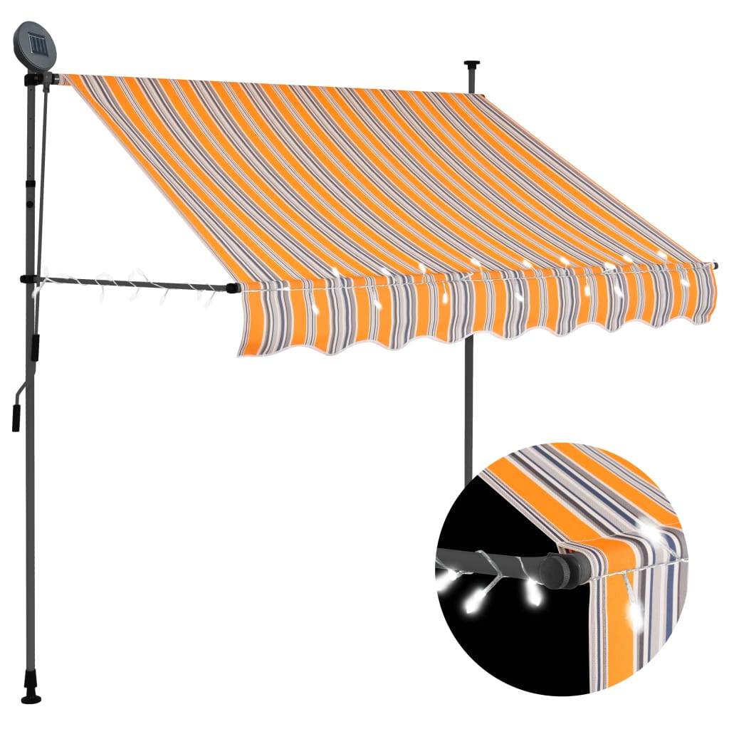 Luifel Handmatig Uittrekbaar Met Led 150 Cm Geel En Blauw