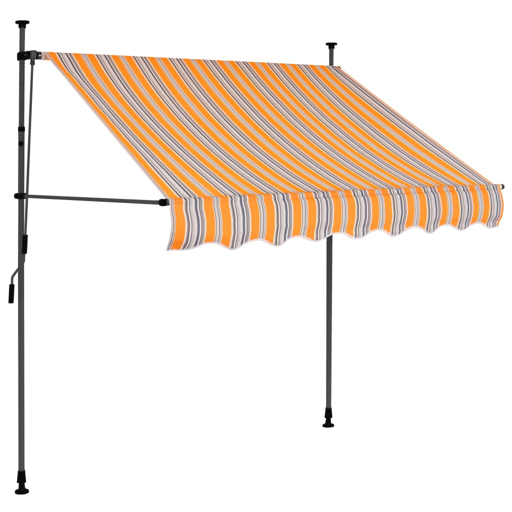 Luifel Handmatig Uittrekbaar Met Led 150 Cm Geel En Blauw