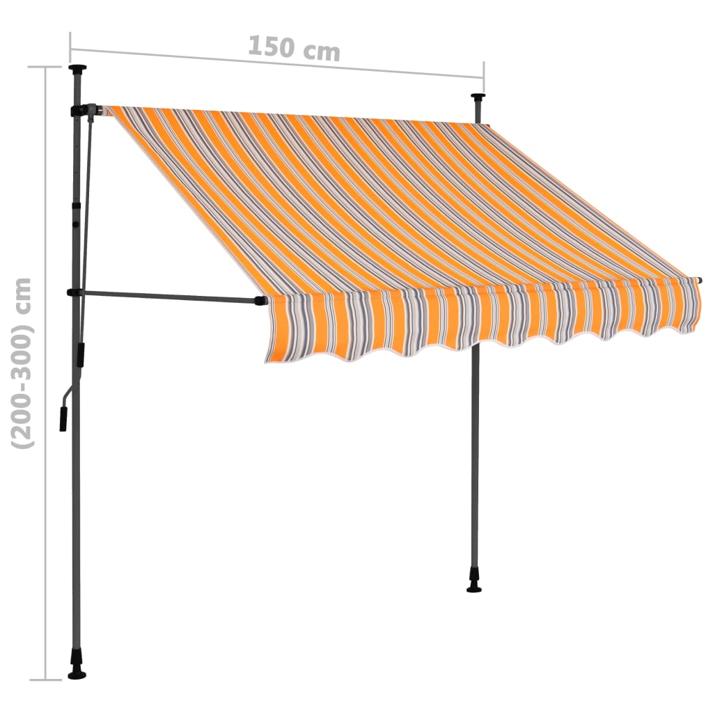 Luifel Handmatig Uittrekbaar Met Led 150 Cm Geel En Blauw