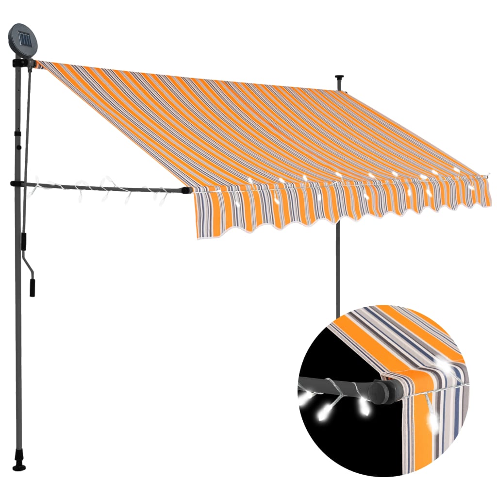 Luifel Handmatig Uittrekbaar Met Led 300 Cm Geel En Blauw