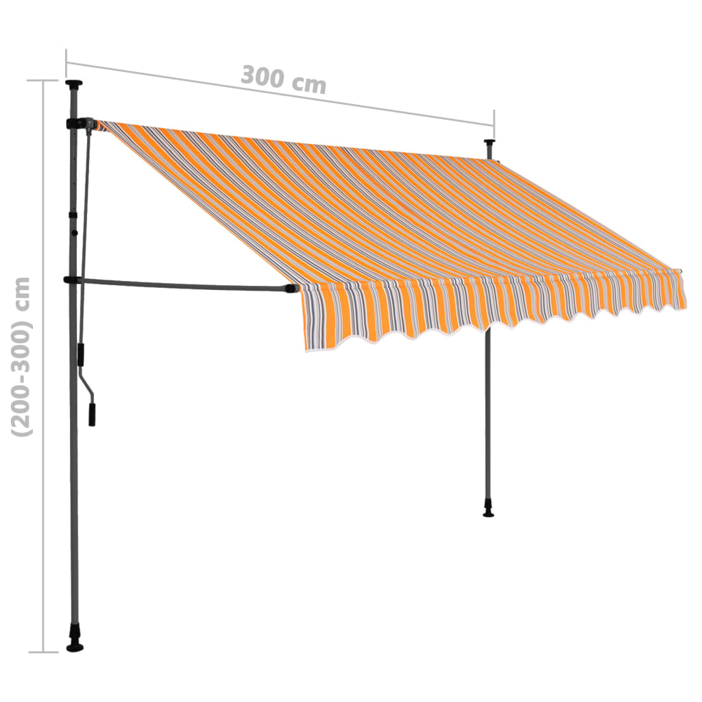 Luifel Handmatig Uittrekbaar Met Led 300 Cm Geel En Blauw