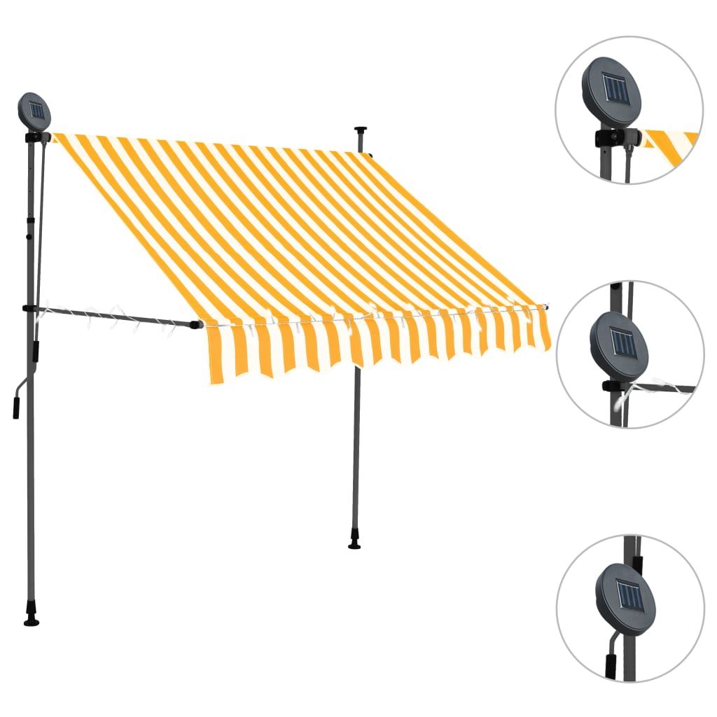 Luifel Handmatig Uittrekbaar Met Led 100 Cm Wit En Oranje