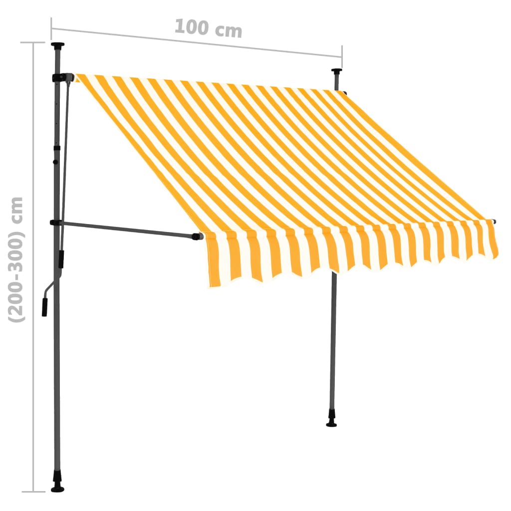 Luifel Handmatig Uittrekbaar Met Led 100 Cm Wit En Oranje