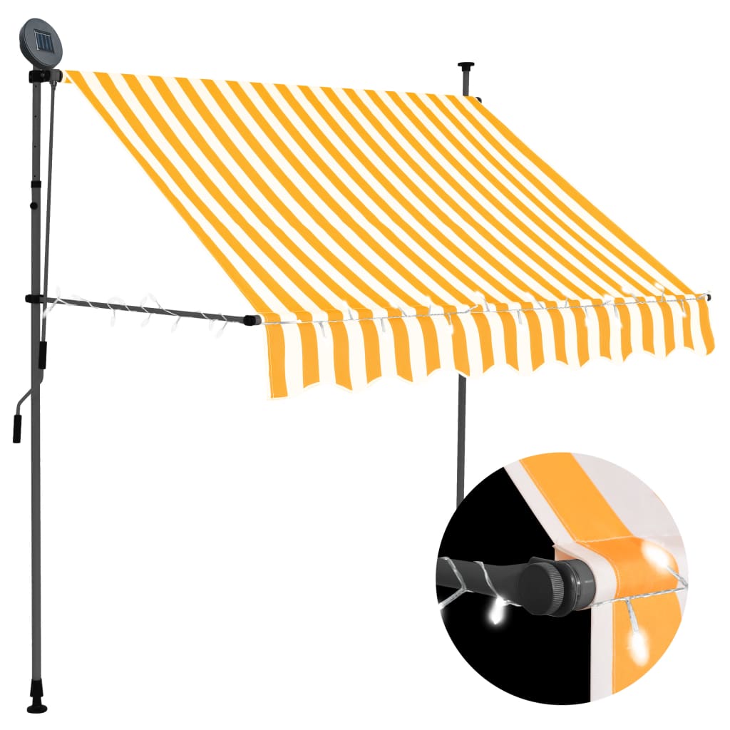 Luifel Handmatig Uittrekbaar Met Led 150 Cm Wit En Oranje