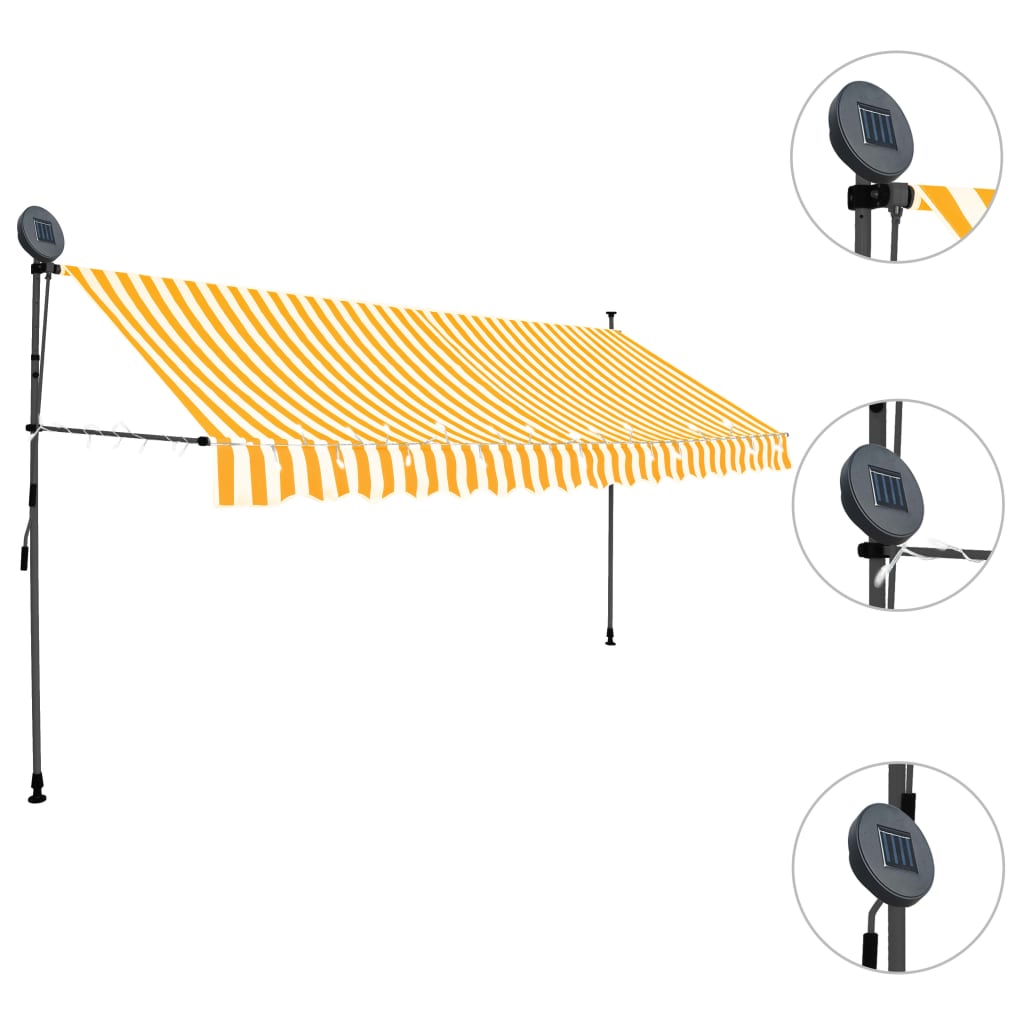 Luifel Handmatig Uittrekbaar Met Led 350 Cm Wit En Oranje