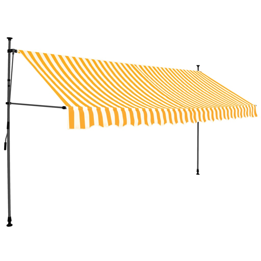 Luifel Handmatig Uittrekbaar Met Led 400 Cm Wit En Oranje