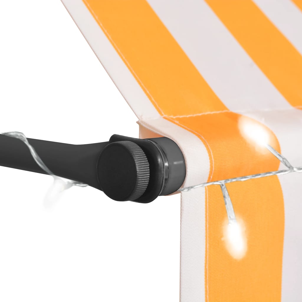 Luifel Handmatig Uittrekbaar Met Led 400 Cm Wit En Oranje