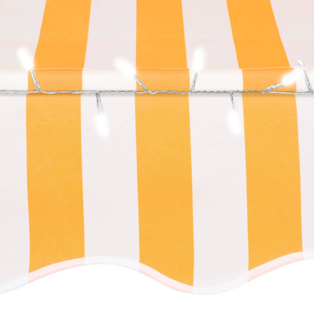 Luifel Handmatig Uittrekbaar Met Led 400 Cm Wit En Oranje