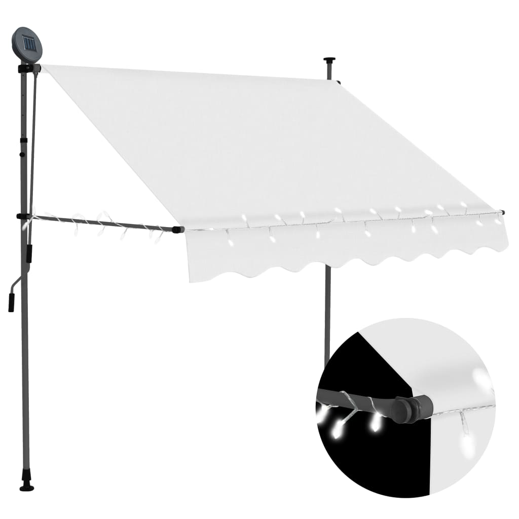 Luifel Handmatig Uittrekbaar Met Led 150 Cm Crème