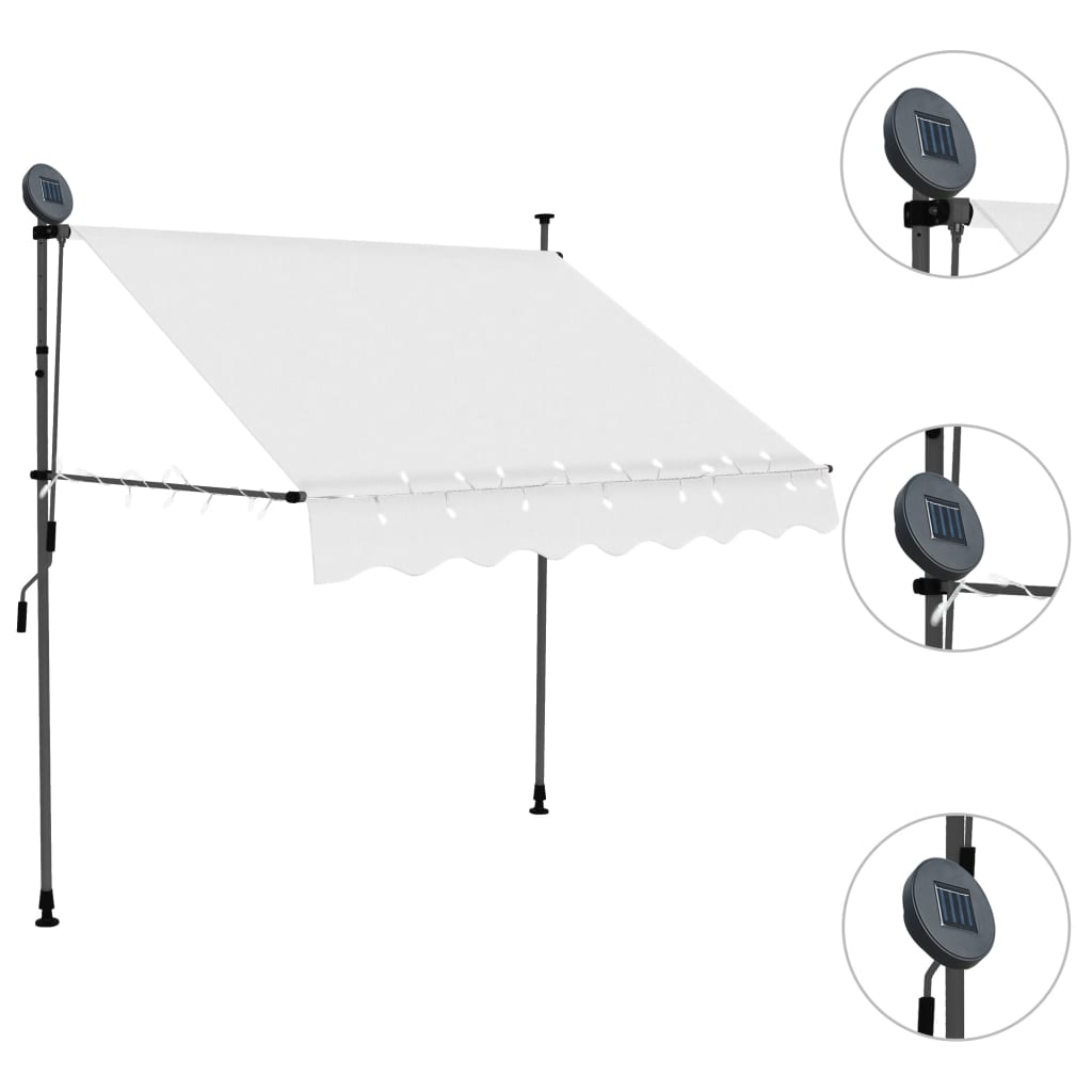 Luifel Handmatig Uittrekbaar Met Led 150 Cm Crème