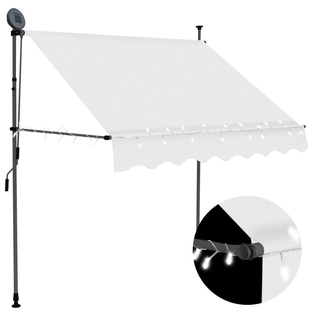 Luifel Handmatig Uittrekbaar Met Led 200 Cm Crème