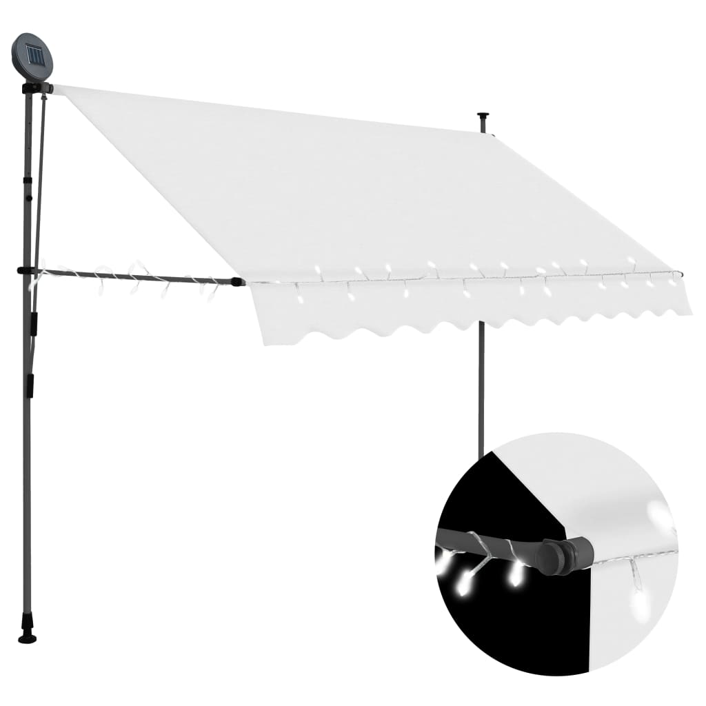Luifel Handmatig Uittrekbaar Met Led 250 Cm Crème
