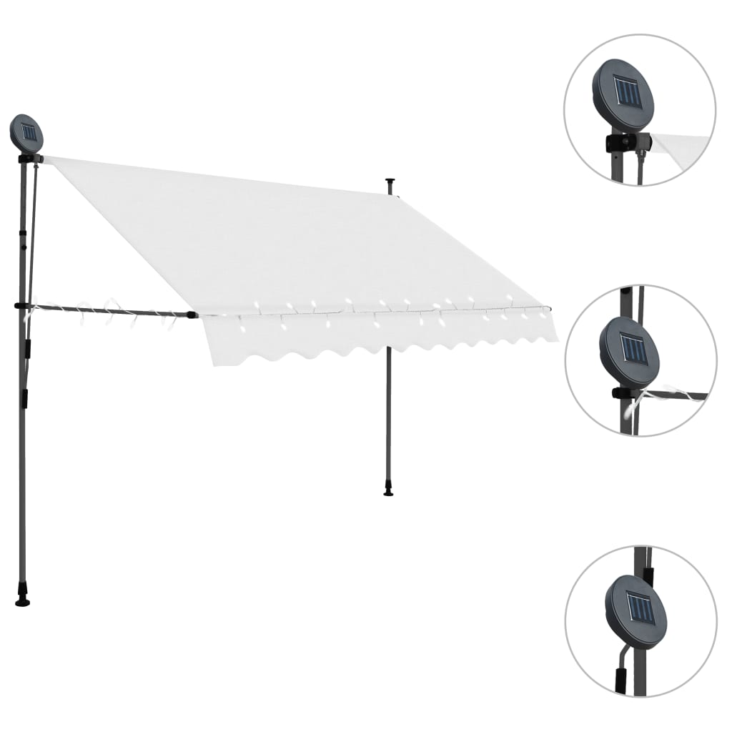 Luifel Handmatig Uittrekbaar Met Led 250 Cm Crème