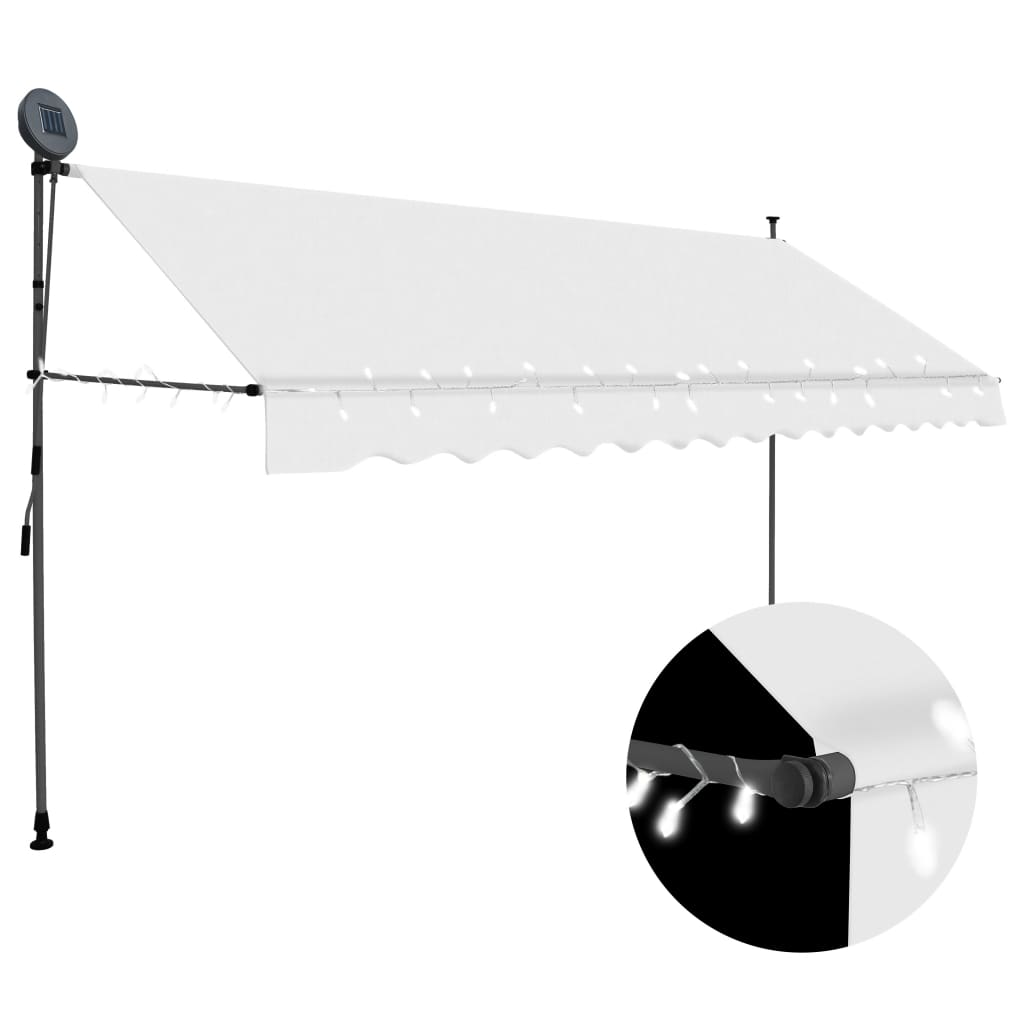 Luifel Handmatig Uittrekbaar Met Led 350 Cm Crème