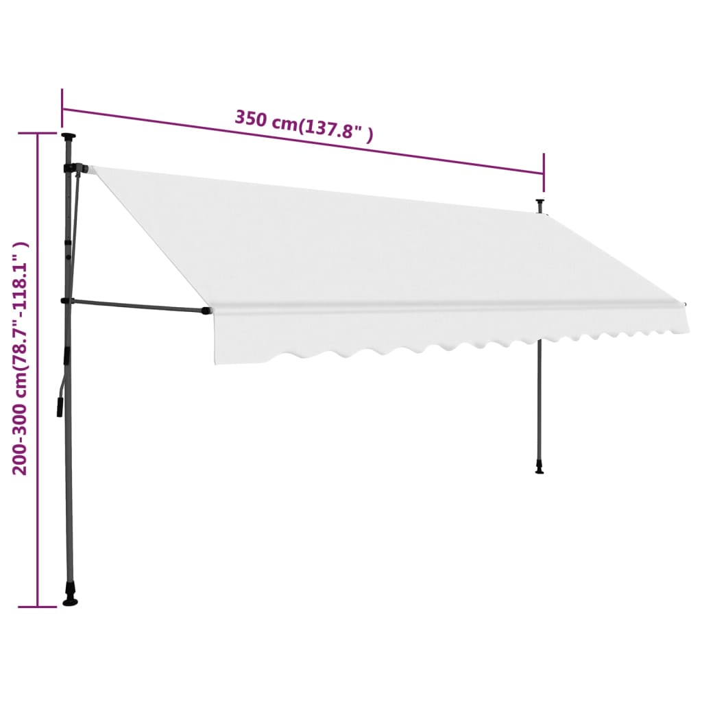 Luifel Handmatig Uittrekbaar Met Led 350 Cm Crème