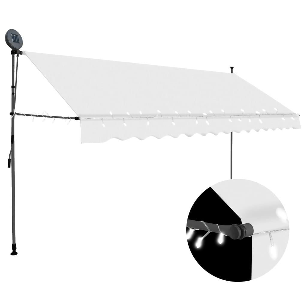 Luifel Handmatig Uittrekbaar Met Led 400 Cm Crème