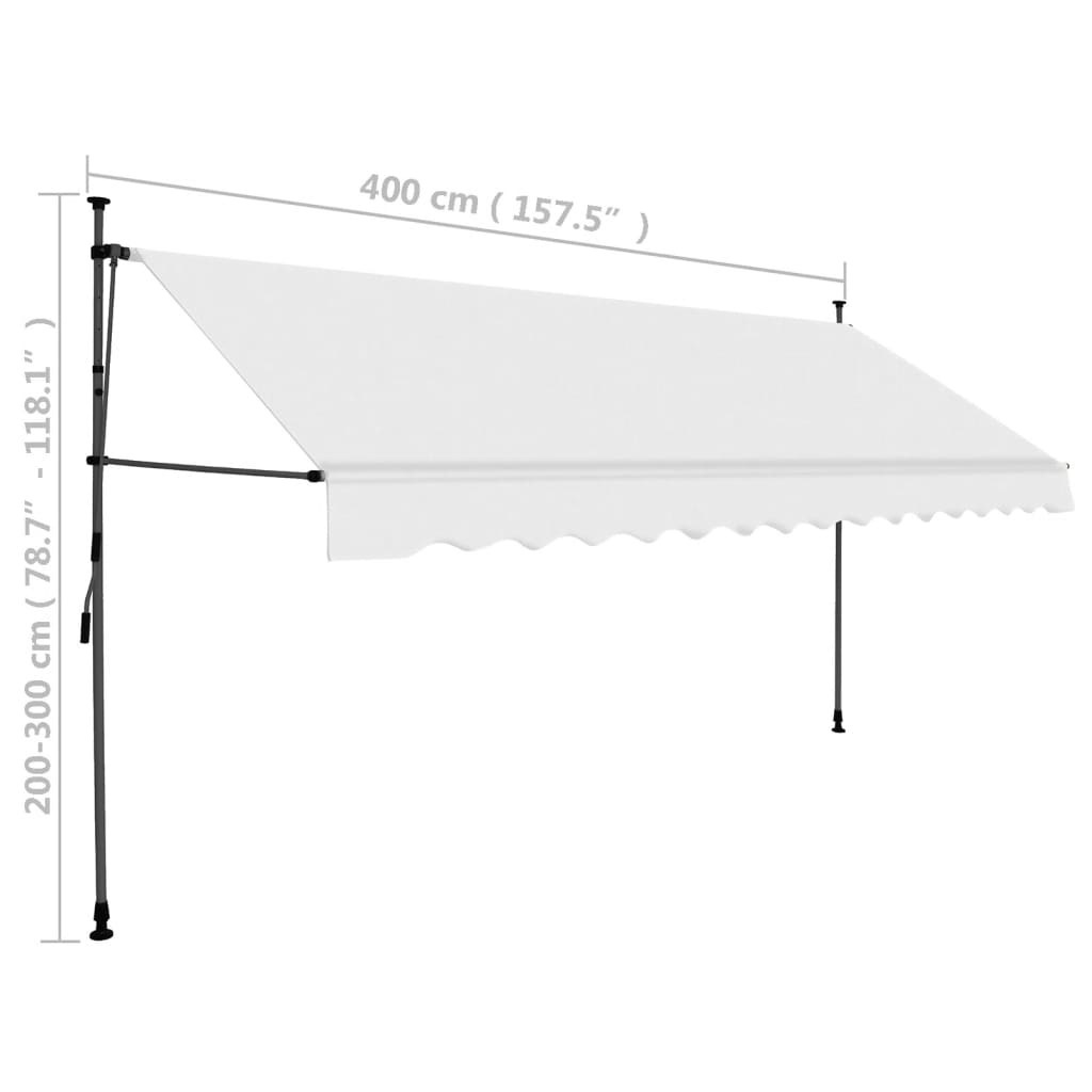Luifel Handmatig Uittrekbaar Met Led 400 Cm Crème