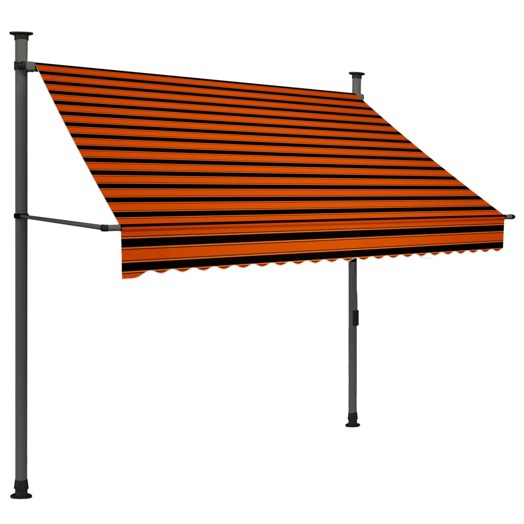 Luifel Handmatig Uittrekbaar Met Led 200 Cm Oranje En Bruin