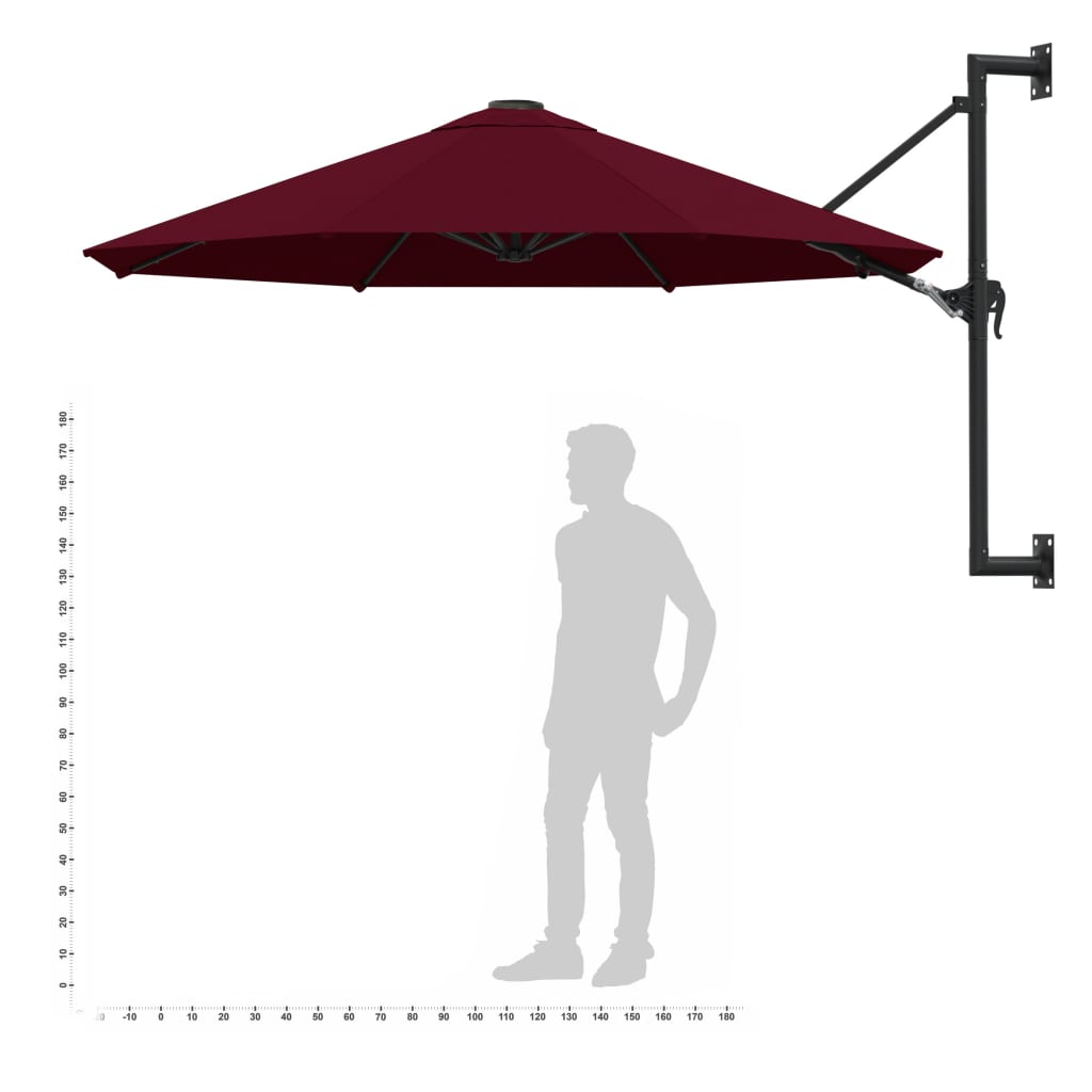 Wandparasol Met Metalen Paal 300 Cm Bordeauxrood