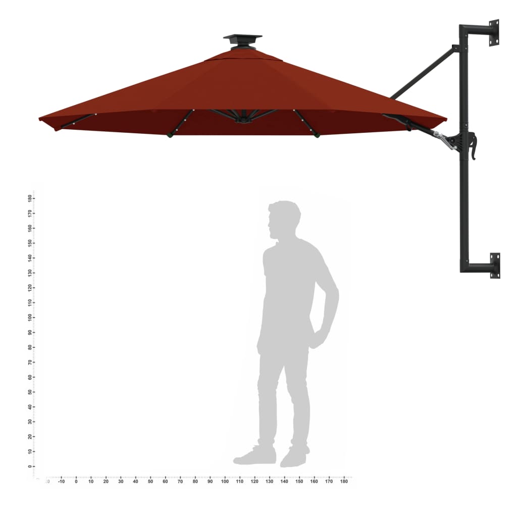 Wandparasol Met Metalen Paal 300 Cm Terracottakleurig