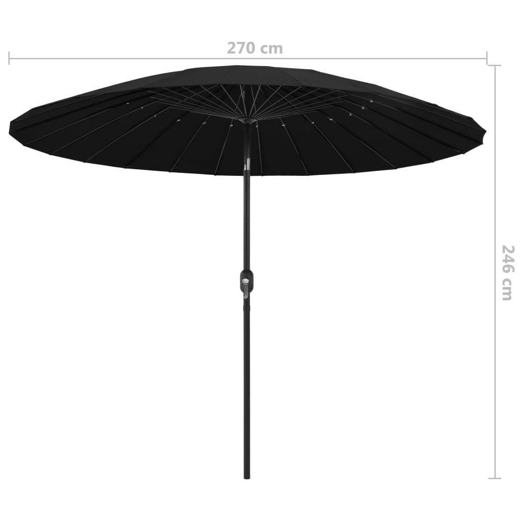 Parasol Met Aluminium Paal 270 Cm Zwart