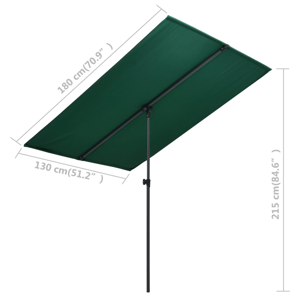 Parasol Met Aluminium Paal 180X130 Cm Groen