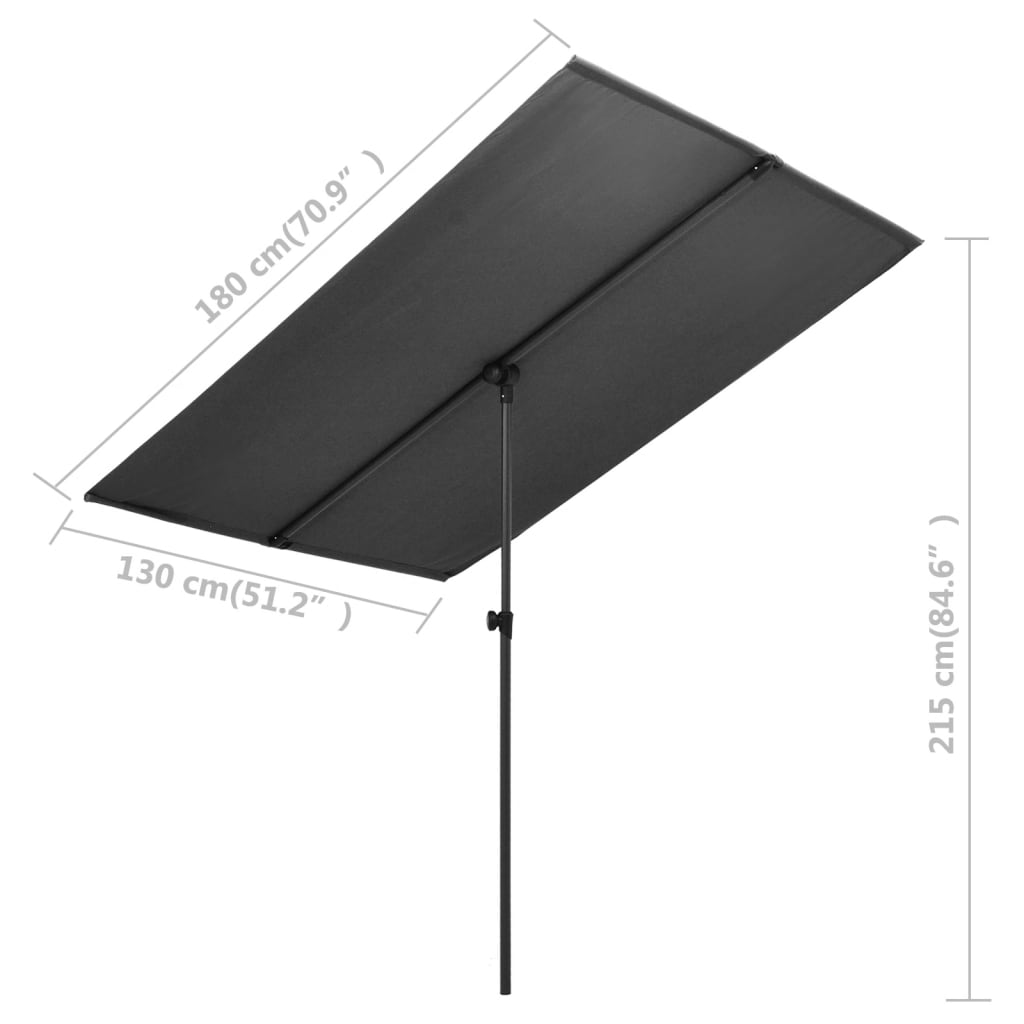 Parasol Met Aluminium Paal 180X130 Cm Antraciet