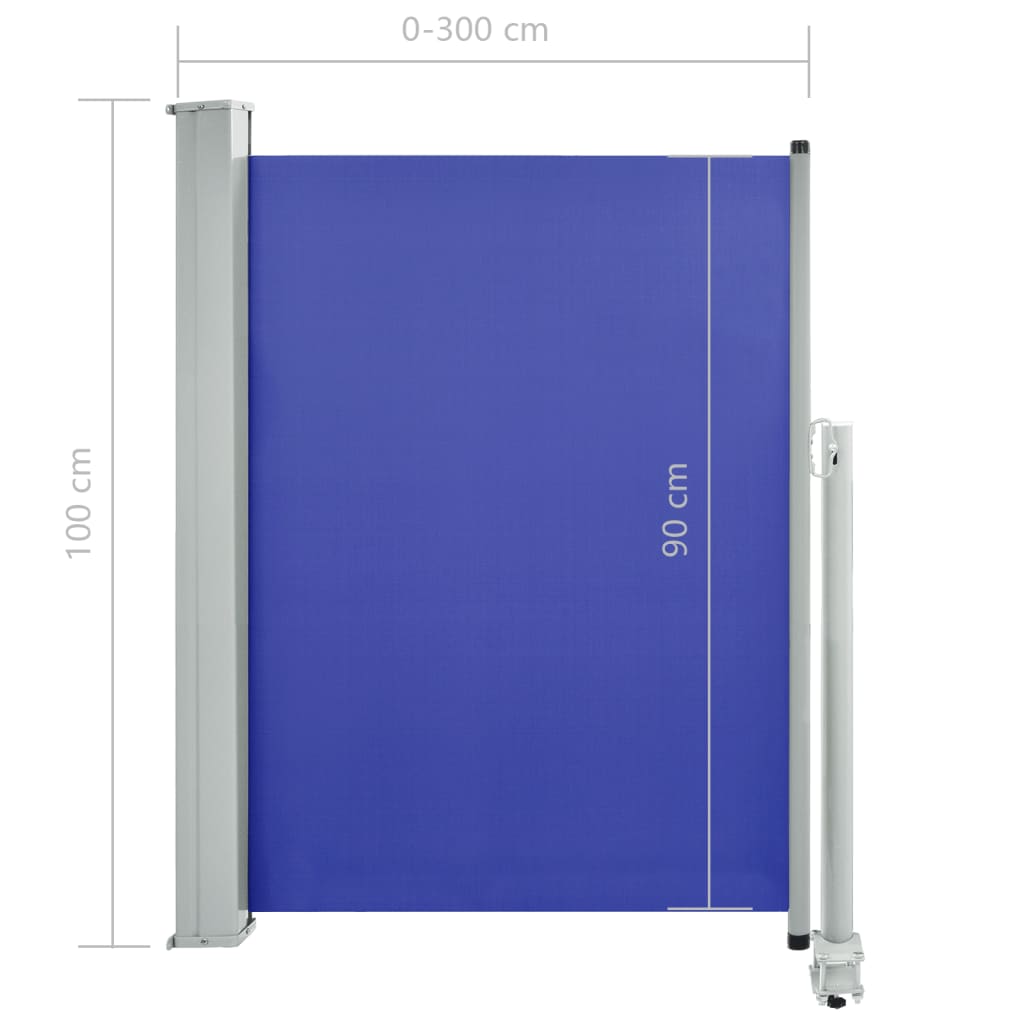 Tuinscherm Uittrekbaar 100X300 Cm Blauw