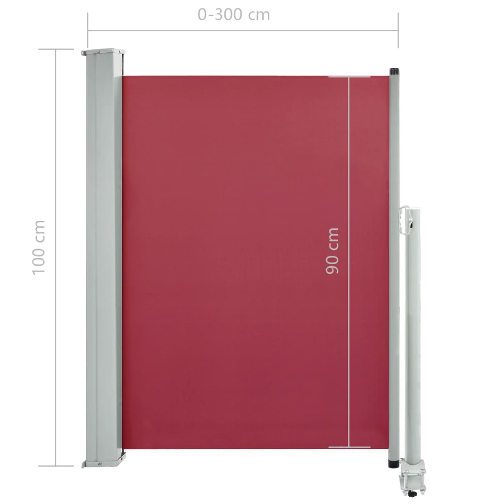 Tuinscherm Uittrekbaar 100X300 Cm Rood