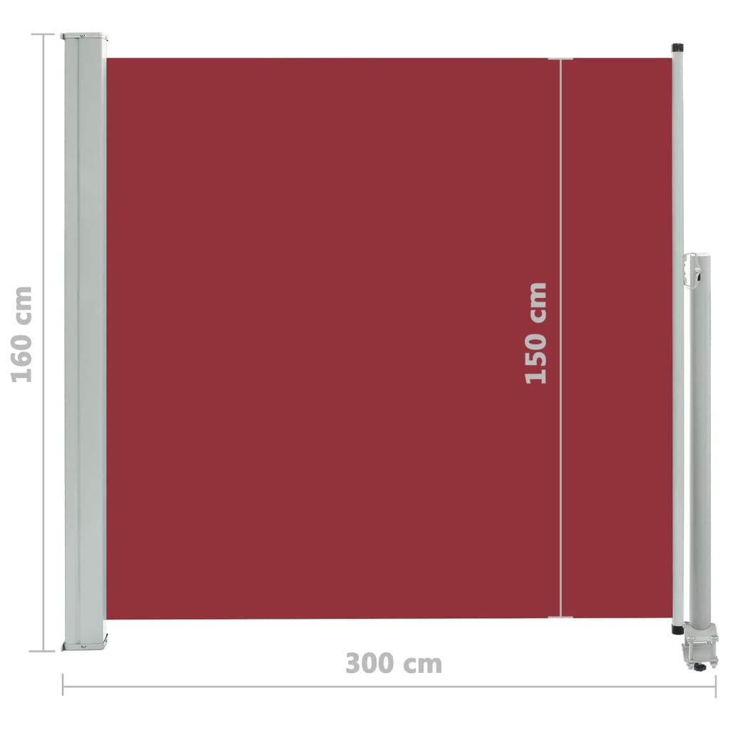 Tuinscherm Uittrekbaar 160X300 Cm Rood
