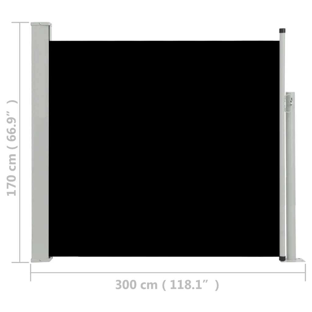 Tuinscherm Uittrekbaar 170X300 Cm Zwart
