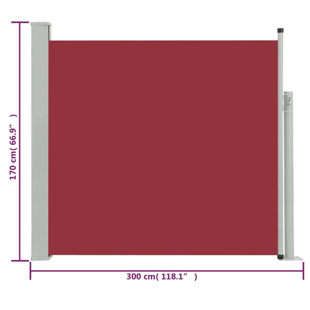 Tuinscherm Uittrekbaar 170X300 Cm Rood