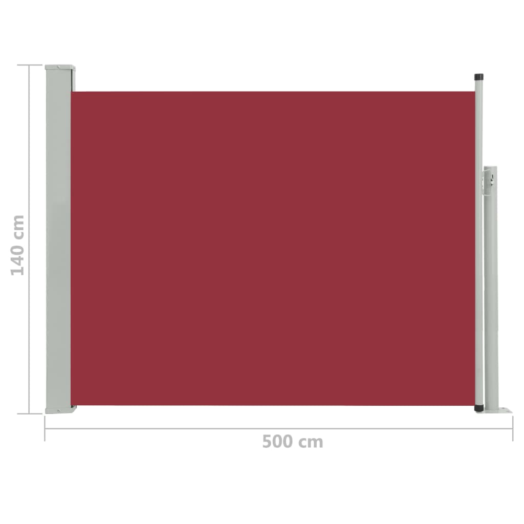 Tuinscherm Uittrekbaar 140X500 Cm Rood