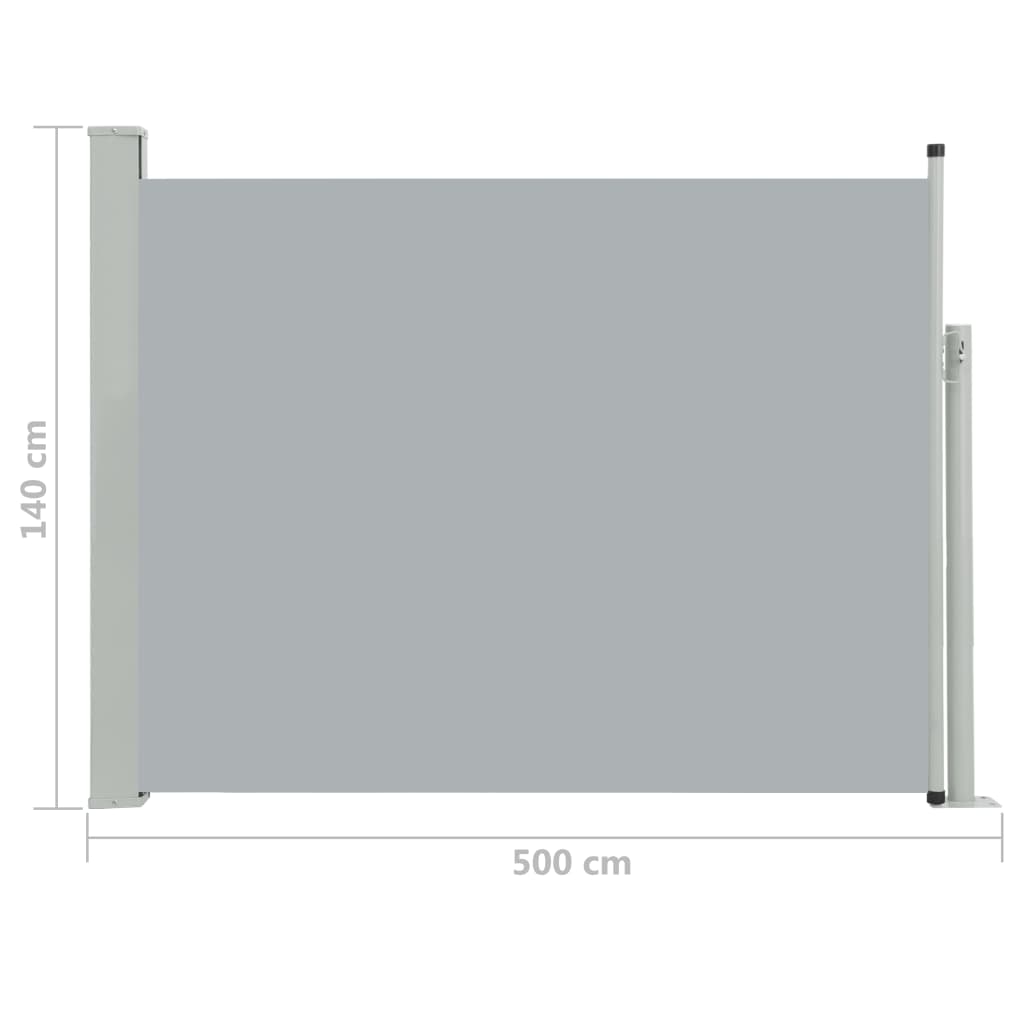 Tuinscherm Uittrekbaar 140X500 Cm Grijs