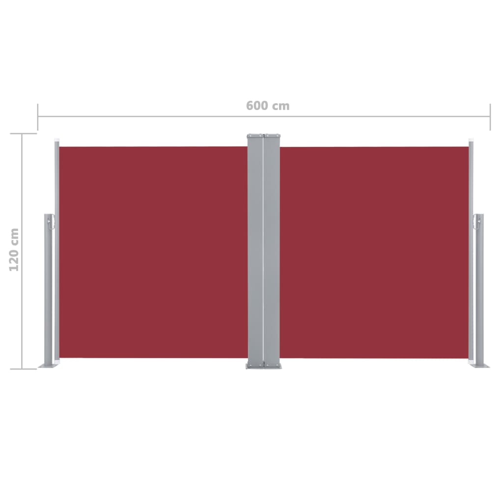 Windscherm Uittrekbaar 120X600 Cm Rood