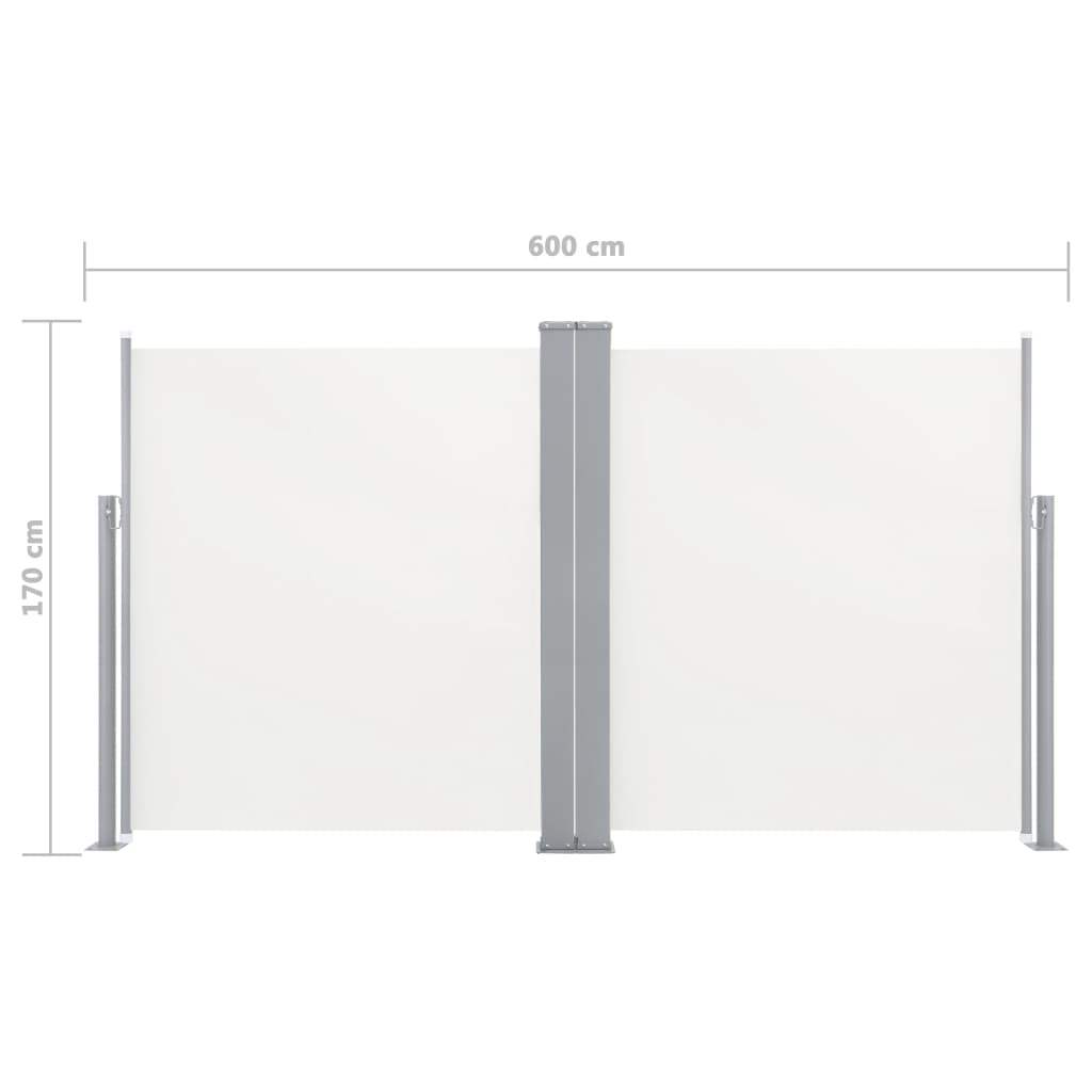 Tuinscherm Uittrekbaar Dubbel 170X600 Cm Crème
