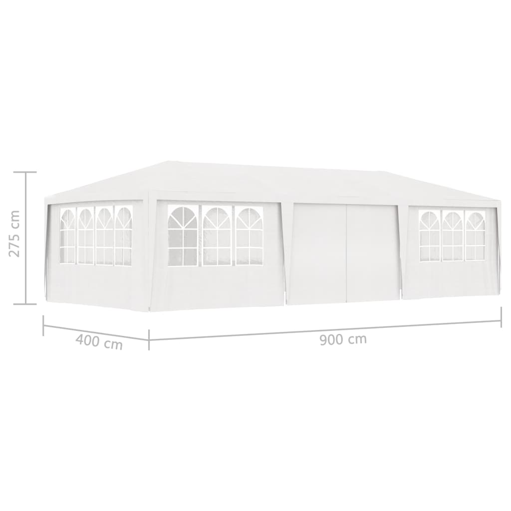 Partytent Met Zijwanden Professioneel 90 G/M² 4X9 M Wit