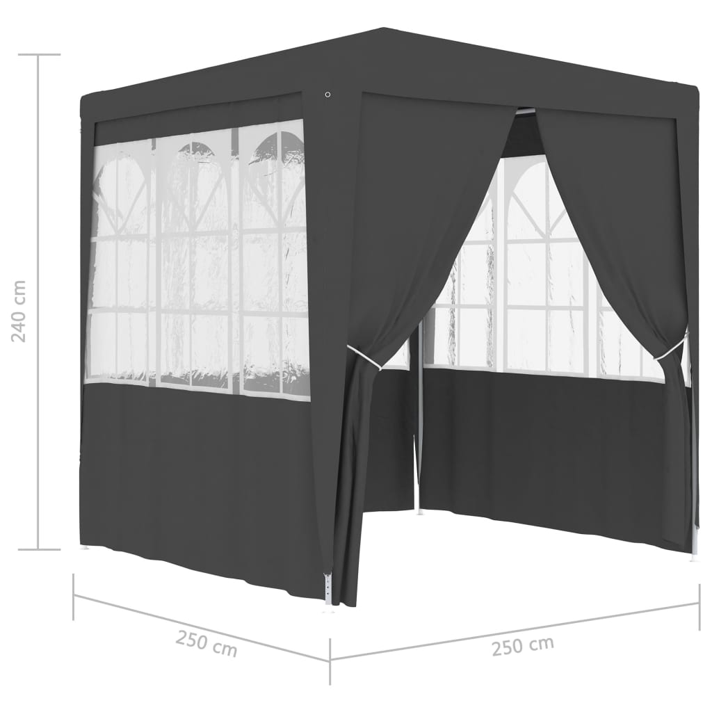 Partytent Met Wanden Professioneel 90 G/M² 2,5X2,5 M Antraciet