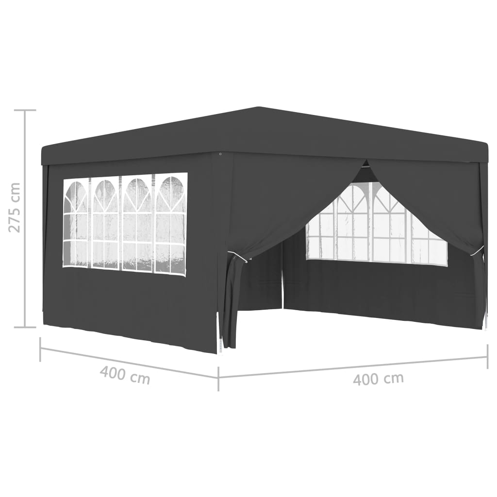 Partytent Met Zijwanden Professioneel 90 G/M² 4X4 M Antraciet