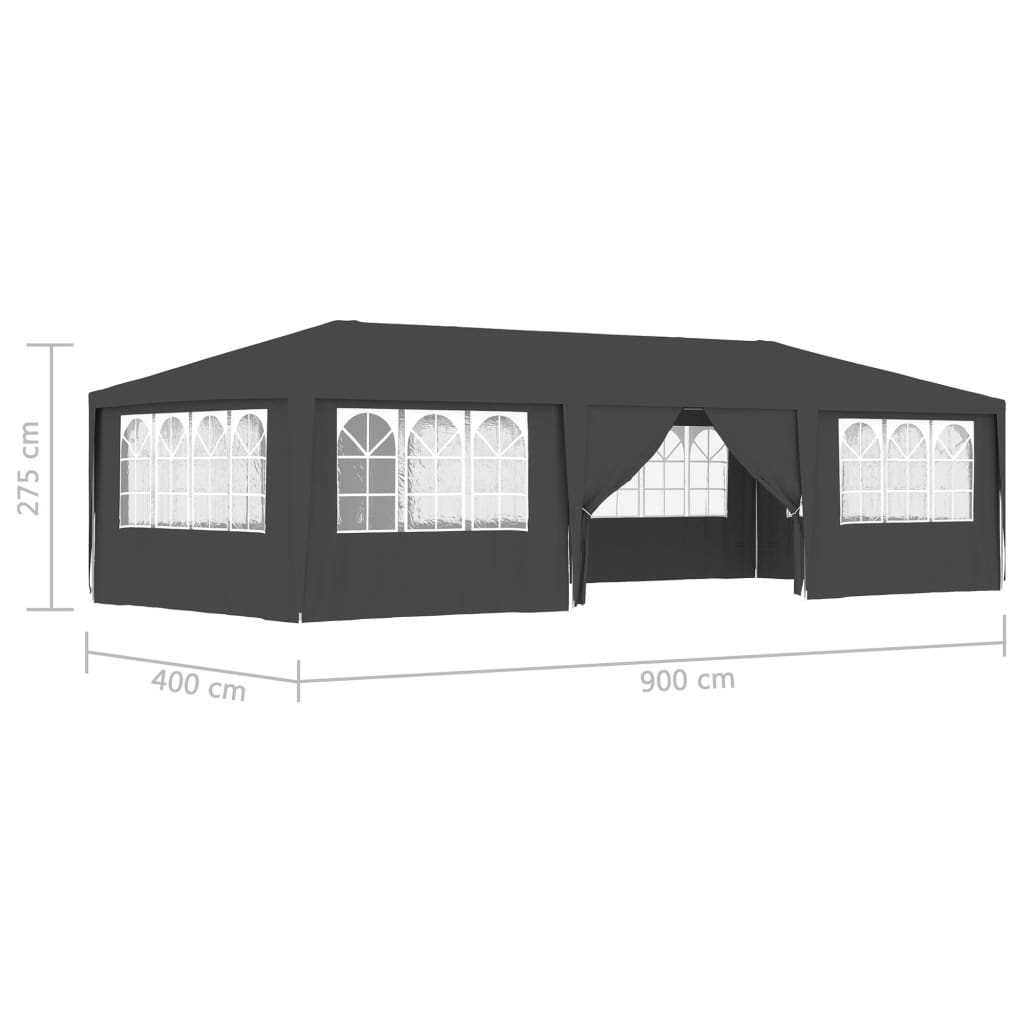 Partytent Met Zijwanden Professioneel 90 G/M² 4X9 M Antraciet
