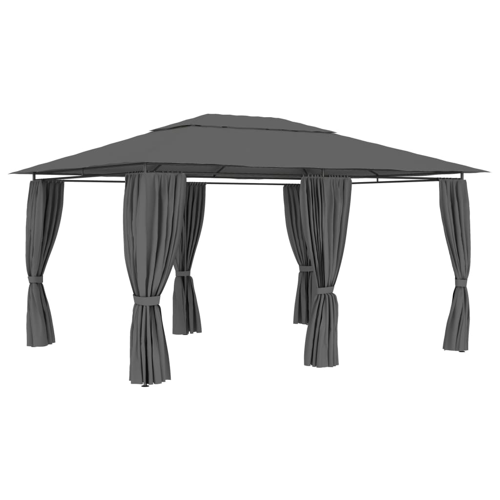 Tuinpaviljoen Met Gordijnen 4X3 M Antraciet