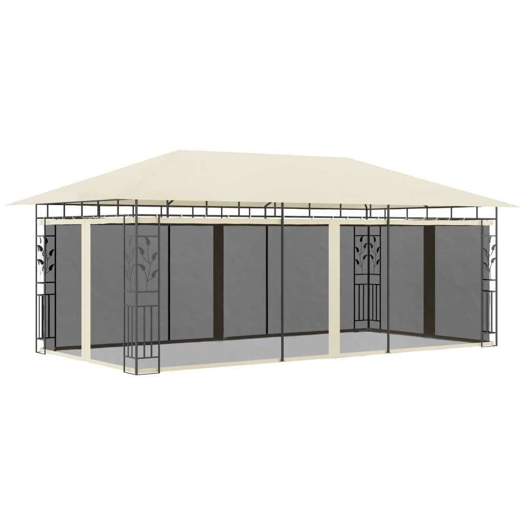 Pavillon mit Moskitonetz 6X3X2,73 M Creme