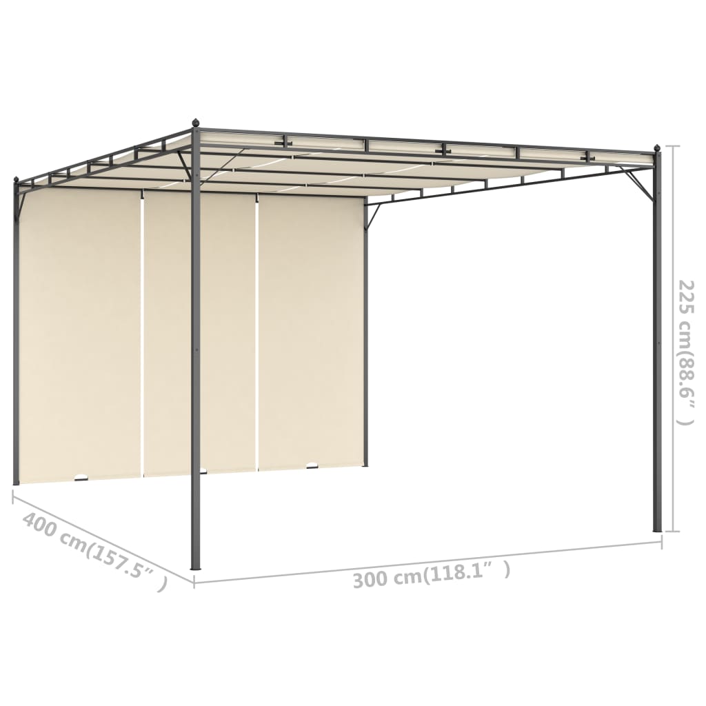 Tuinprieel Met Zijgordijn 4X3X2,25 M Crème